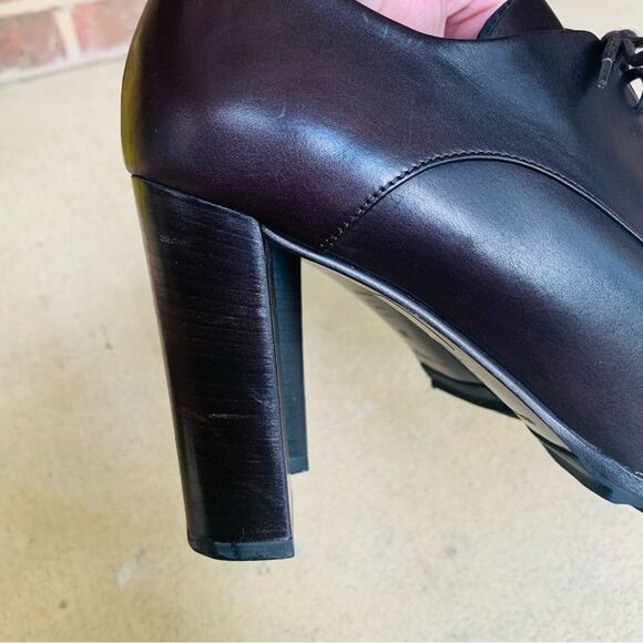 Jil Sander Dark Burgundy Lace Up  Leather Heeled Oxfords size 39 - Picture 6 of 8